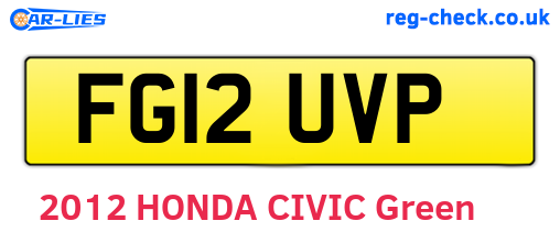 FG12UVP are the vehicle registration plates.