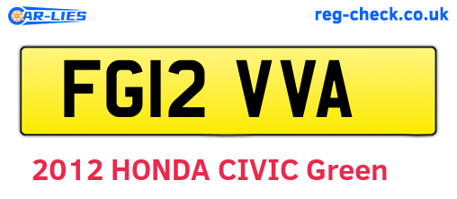 FG12VVA are the vehicle registration plates.