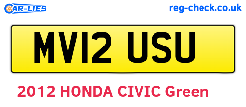 MV12USU are the vehicle registration plates.