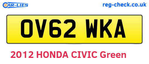 OV62WKA are the vehicle registration plates.