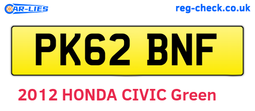 PK62BNF are the vehicle registration plates.