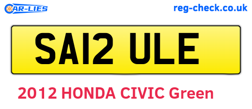 SA12ULE are the vehicle registration plates.