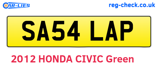 SA54LAP are the vehicle registration plates.