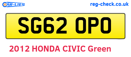 SG62OPO are the vehicle registration plates.