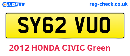 SY62VUO are the vehicle registration plates.