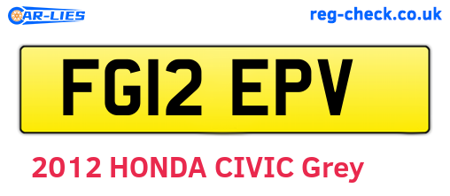 FG12EPV are the vehicle registration plates.
