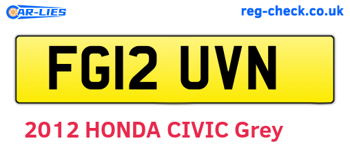 FG12UVN are the vehicle registration plates.