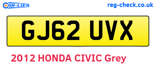 GJ62UVX are the vehicle registration plates.