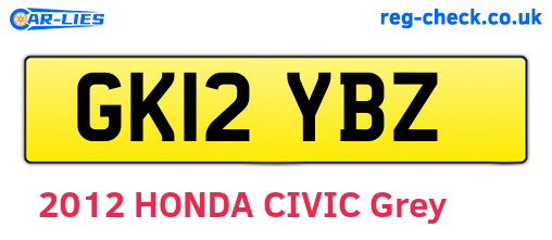 GK12YBZ are the vehicle registration plates.