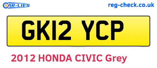 GK12YCP are the vehicle registration plates.
