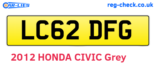 LC62DFG are the vehicle registration plates.