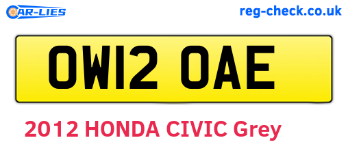 OW12OAE are the vehicle registration plates.