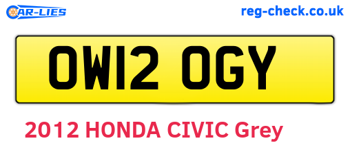 OW12OGY are the vehicle registration plates.