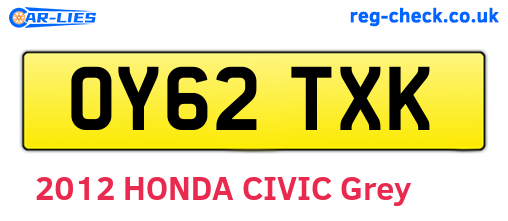 OY62TXK are the vehicle registration plates.