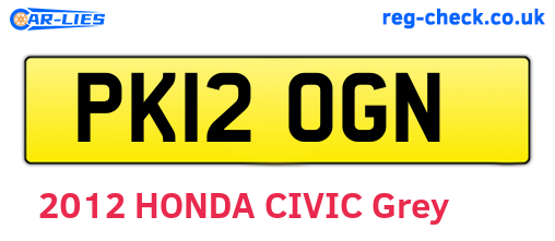 PK12OGN are the vehicle registration plates.