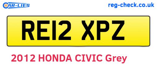 RE12XPZ are the vehicle registration plates.