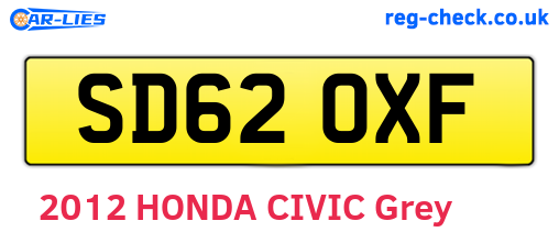SD62OXF are the vehicle registration plates.