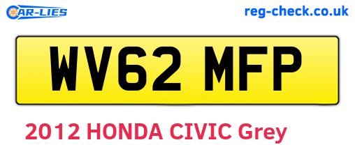 WV62MFP are the vehicle registration plates.