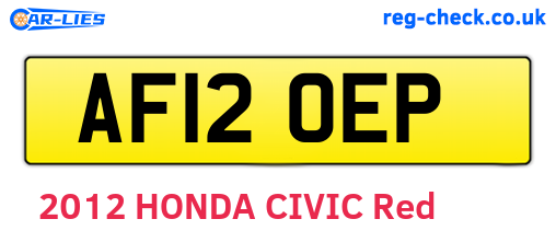 AF12OEP are the vehicle registration plates.