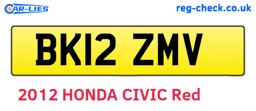 BK12ZMV are the vehicle registration plates.