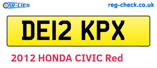 DE12KPX are the vehicle registration plates.