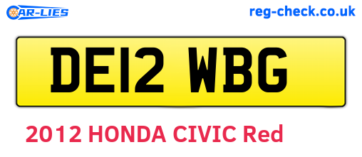 DE12WBG are the vehicle registration plates.