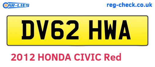DV62HWA are the vehicle registration plates.