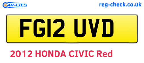 FG12UVD are the vehicle registration plates.