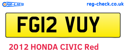 FG12VUY are the vehicle registration plates.