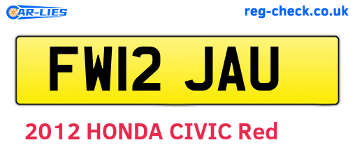 FW12JAU are the vehicle registration plates.