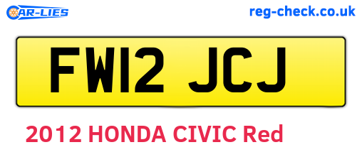 FW12JCJ are the vehicle registration plates.