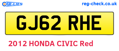 GJ62RHE are the vehicle registration plates.