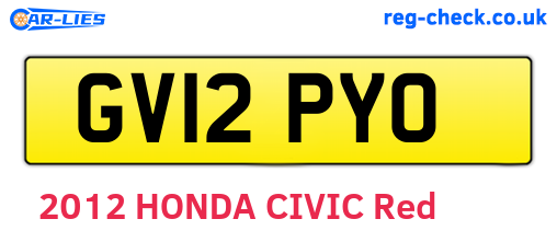 GV12PYO are the vehicle registration plates.