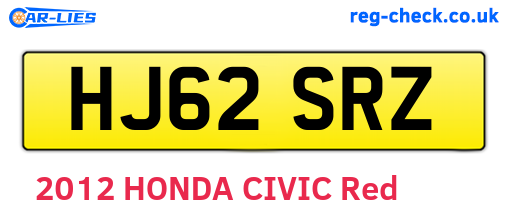 HJ62SRZ are the vehicle registration plates.