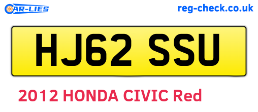 HJ62SSU are the vehicle registration plates.