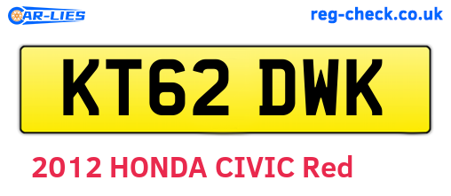 KT62DWK are the vehicle registration plates.