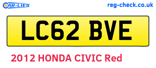 LC62BVE are the vehicle registration plates.