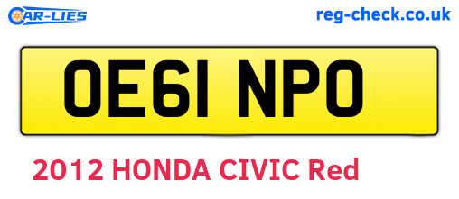 OE61NPO are the vehicle registration plates.