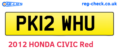 PK12WHU are the vehicle registration plates.