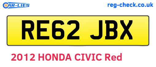 RE62JBX are the vehicle registration plates.