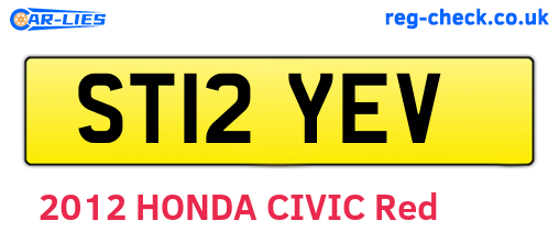 ST12YEV are the vehicle registration plates.