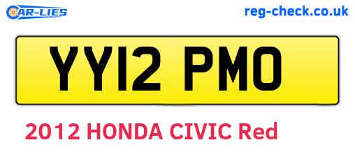YY12PMO are the vehicle registration plates.