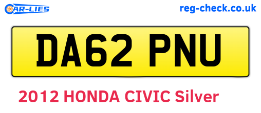 DA62PNU are the vehicle registration plates.