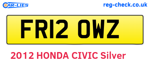 FR12OWZ are the vehicle registration plates.