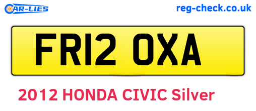 FR12OXA are the vehicle registration plates.