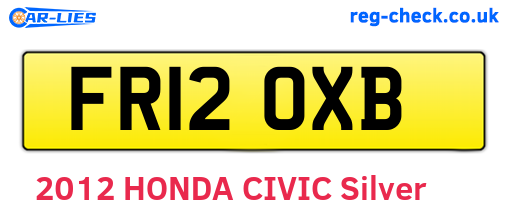 FR12OXB are the vehicle registration plates.