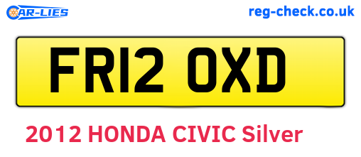 FR12OXD are the vehicle registration plates.