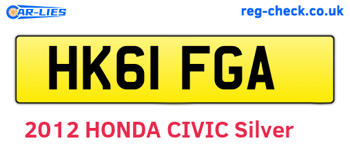 HK61FGA are the vehicle registration plates.