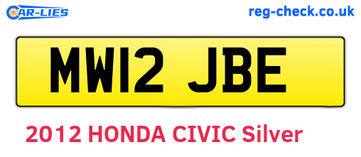 MW12JBE are the vehicle registration plates.