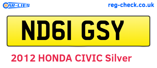 ND61GSY are the vehicle registration plates.